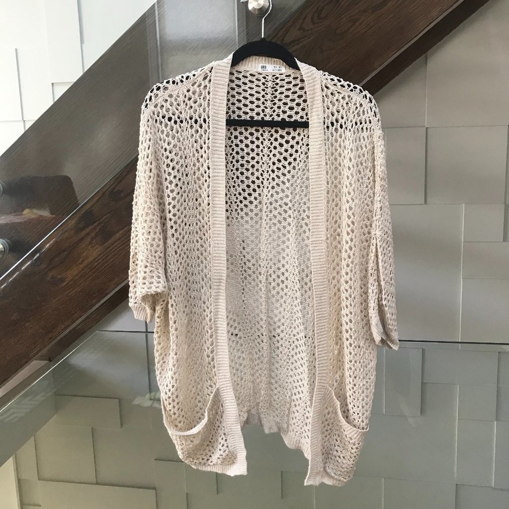 Open knitted oatmeal boho cardigan